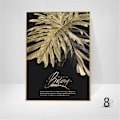 Miniatyrbild 4 av 5: Set med 3 designväggposters med skog, guldblad, palm, ram