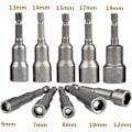 Miniatyrbilde 2 av 5: 10 stk skrutrekkerhylseadapter 6-19 mm sekskantet krom vanadium