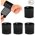 Miniatyrbild 1 av 4: 4-pack andningsbara elastiska handledsstöd i polyester för tennis, gym,