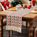 Miniatyrbillede 1 af 5: (Rød og grøn patchwork flet) Julebordløber 30x220CM C