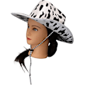 Miniatyrbillede 3 af 5: Cowboy Hat Sjov Ko Print Hat - Unisex Sort og Hvid Cowboy Hat