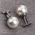 Miniatyrbilde 4 av 4: Sett med 2 fasjonable unisex mansjettknapper i perle til skjorte, skjorte, ermer