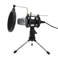 Pikkukuva 1 / 4: Mini-kondensaattorimikrofoni Pc-mikrofoni 3,5 mm:n pistoke Plug and Play -kotistudio Podcast-laulumikrofonit minimiikrofonitelineellä kaksoiskerroksisella akustisella filtterillä