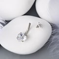Pikkukuva 4 / 5: 14G Kirurginteräksinen Facet Heart Cubic Zirconia Napanauha