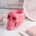 Pikkukuva 2 / 5: Vaaleanpunainen Skull-kynä ja kynäteline, Skull-avaimenperä, meikkisivellin Ho