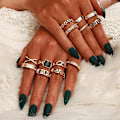 Miniatyrbillede 3 af 3: Boho Guld Ring Sæt Led Knuckle Udskårne Finger Ringe Stilfulde Hånd Tilbehør Smykker til Kvinder og Piger (Style B 13Pcs)