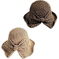 Miniatyrbillede 1 af 5: 2 stk. sammenklappelig bredskygget floppy stråsolhat sommer strandhat f