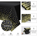Miniatyrbild 3 av 5: 4-pack prickig prickig bordsdukar 54\" x 108\" svart guld prickig prickig Ta