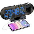 Miniatyrbild 1 av 5: Digital väckarklocka, projektionsväckarklocka med 7,3 tum LED-radi