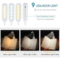Miniatyrbillede 3 af 5: 9 LED-læselamper, genopladelige læselamper med 3 lysstyrker