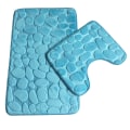Miniatyrbild 1 av 2: 2-pack halkfria badrumsmattor mjuka piedestal badrumsmattor absorberande toalettmattor U-formad toalettmaskin tvättbar himmelsblå