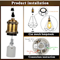 Miniatyrbilde 3 av 5: E27 lampebase, Edison vintage pendellampe, solid keramisk adapter