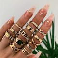 Miniatyrbillede 1 af 3: Boho Guld Ring Sæt Led Knuckle Udskårne Finger Ringe Stilfulde Hånd Tilbehør Smykker til Kvinder og Piger (Style B 13Pcs)