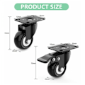 Miniatyrbild 2 av 5: 4 Swivel Casters för Möbler inklusive 2 med Broms + Skruvar -