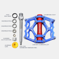 Miniatyrbillede 2 af 5: MTB cykelpedaler 9/16 tommer CNC aluminiumlegering platform pedaler lette