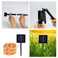 Miniatyrbilde 3 av 5: Solcellelyssnor LED 12m 100 lamper gul