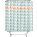 Miniatyrbillede 1 af 3: Mildew Proof Vandtæt Bruseforhæng Lysegrøn Polyester Bruseforhæng 180 x 180 cm Badeværelse, Maskinvaskbar, med 12 Kroge, Geometriske Bølger