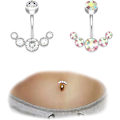 Miniatyrbillede 1 af 4: Dangle Crystal Navlepiercing til Kvinder Piger Stål Buet Na