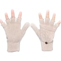 Miniatyrbillede 2 af 3: Dame Vinterhandsker Varme Uldstrikkede Konvertible Fingerløse Luffer（Beige）