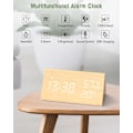 Miniatyrbild 2 av 5: Trädigital väckarklocka, digital klocka med snooze/datum/temper