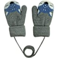 Miniatyrbilde 2 av 3: Varme, tykke strikkede fingerløse hansker for småbarn med snor for barn i alderen 1-3 år (grå)