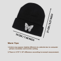 Miniatyrbillede 4 af 4: Sorte hue beanie-hatte til mænd, smilende ansigt broderet akryl bløde vinterhatte til kvinder.