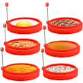 Miniatyrbillede 1 af 5: 6 stk. Non-Stick Silikone Runde Æg Ringe 4\" Rød