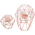 Miniatyrbild 5 av 5: Set med 2 geometriska ljusstakar i metall i hexagonform för bordsdekoration,