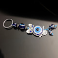 Miniatyrbillede 4 af 4: Onde øje blå ugle nøglering nøglering vægophæng ornament tyrkisk
