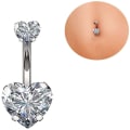 Miniatyrbild 1 av 5: 14G Kirurgiskt Stål Facetterat Hjärta Kubisk Zirkonia Navel Ringar Kropp