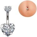 Pikkukuva 1 / 5: 14G Kirurginteräksinen Facet Heart Cubic Zirconia Napanauha