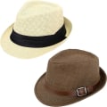 Miniatyrbilde 1 av 5: Fedora-hatter - Halm Fedora-hatter for menn Naturlig og mørk brun Fedo