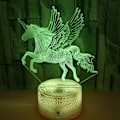 Miniatyrbild 3 av 3: Färgglad 3D-bordslampa 3D-nattlampa enhörning fjärrkontroll touc