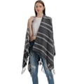 Miniatyrbilde 5 av 5: Grå høst- og vinterponcho for kvinner, åpen skjerf med lommer