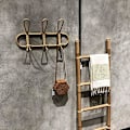 Miniatyrbild 4 av 5: Rattan väggkrokar Barnkläder Organizer Rack Kläder Hängande