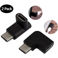 Miniatyrbilde 2 av 5: 2-pakning USB Type C hann til hunn adapter, vinklet 90 grader til høyre