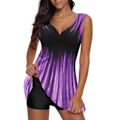 Pikkukuva 5 / 5: 2XL Violetti Leveä Olkaimella Uimapuku Naisille Tankini Set Uimapuvut