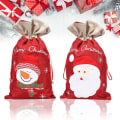 Miniatyrbilde 1 av 5: Rød 2 PCS Julegavepose i lerret 41 * 24cm Julegavepose