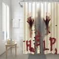 Halloween Duschdraperi, 180x180cm Skräck Blodiga Händer Vattentät