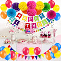 Pikkukuva 2 / 5: 35PCS Paper Fan Party Decorations Set - Pennant,Garland String,B