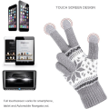 Miniatyrbillede 2 af 3: Touchscreen Damehandsker 1 Par Strikkede Handsker til at Holde Varme Unisex Vanter Touchscreen Varme Vanter Sne Blomsterprint (Grå)