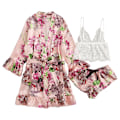 Miniatyrbillede 1 af 5: (L størrelse) Imitation Silke Pyjamas Kvinders Mønster Nattøj Underw