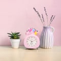 Miniatyrbild 3 av 5: Rosa Unicorn Analog Väckarklocka Barns Morgon Tyst Dual Be