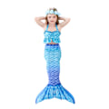 Miniatyrbild 4 av 5: Flicksjöjungfru badkläder med bikini set (blå)