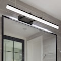 Miniatyrbilde 2 av 2: Teleskopisk speilskap speil foran LED-lys baderom baderomslys enkel moderne anti-tåke svart sminke speil lys