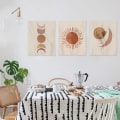 Miniatyrbild 4 av 5: Söta väggbonader Sol Botanisk Abstrakt Konst Gobelänger