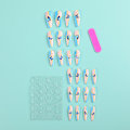 Miniatyrbild 3 av 4: 24st False Nail Patches Enkelt gelélim Frosted Butterfly Mani