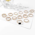 Miniatyrbillede 2 af 3: Boho Guld Ring Sæt Led Knuckle Udskårne Finger Ringe Stilfulde Hånd Tilbehør Smykker til Kvinder og Piger (Style B 13Pcs)
