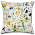 Miniatyrbilde 3 av 3: 4 stk blomsterpeon og tusenfryd trykte bomullslin firkantede putetrekk, passer til seng, bil og hjem sofa 45 x 45cm