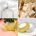 Miniatyrbillede 2 af 3: Organza-bånd til jule- og Thanksgiving-kunsthåndværk, gave, 1,5 cm*22 m, 2 stk. (guld+sølv)